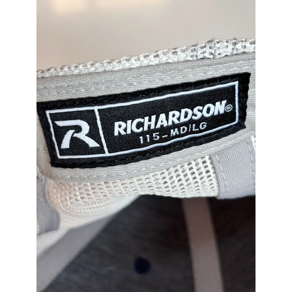 Richardson 115 Low Pro Trucker Hat Navy Blue Denim Mesh Paw Print Snapback Cap